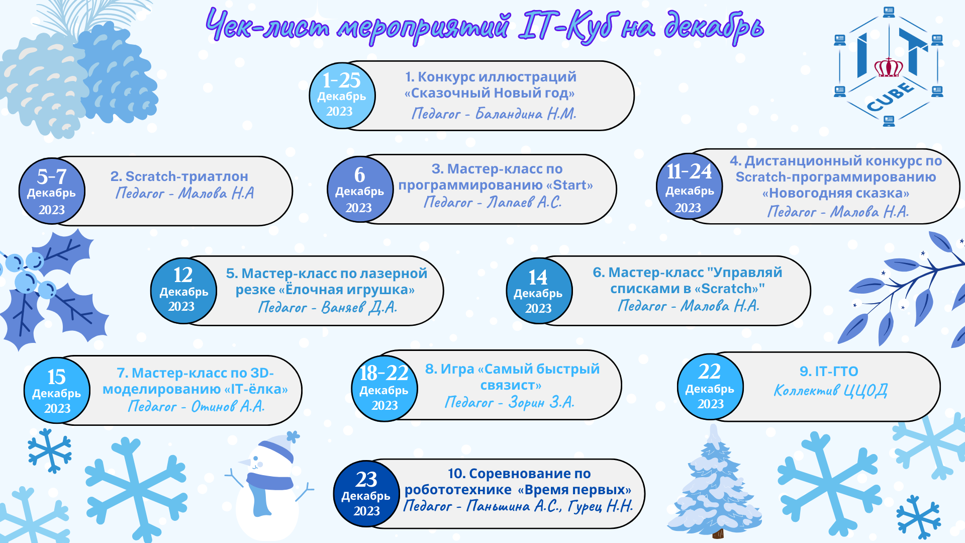 Подробнее о статье ✨Чек-лист мероприятий «IT-Куба» на декабрь✨